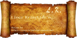 Lincz Krisztián névjegykártya